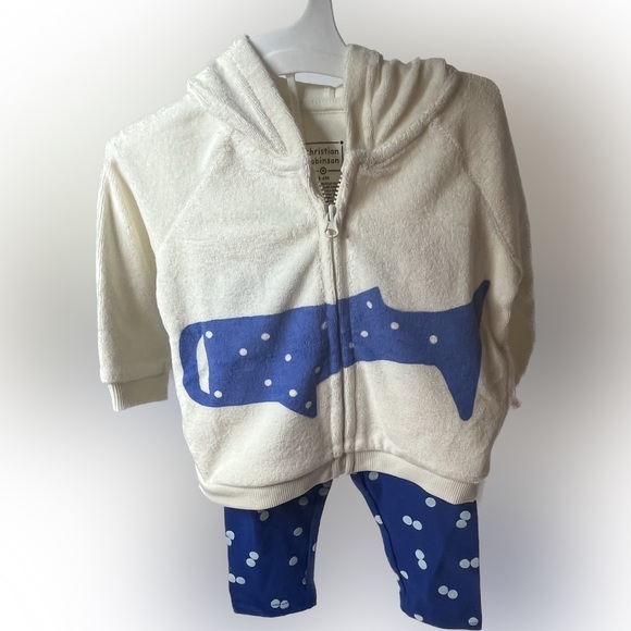Baby Whale Print Hoodie & Bottom Set Christian Robinson X Target-Cream/Blue. NEW - Picture 2 of 13